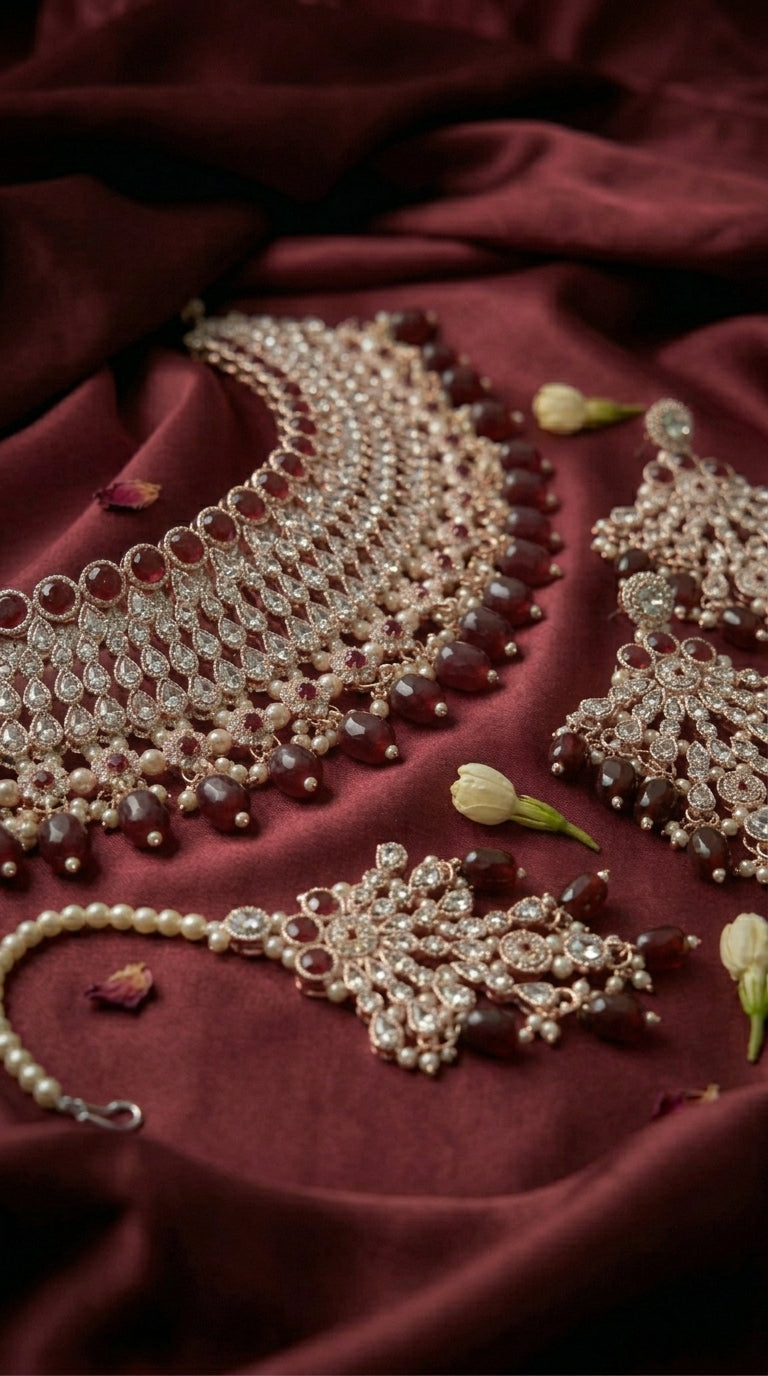 Royal Ruby Charm Necklace Set