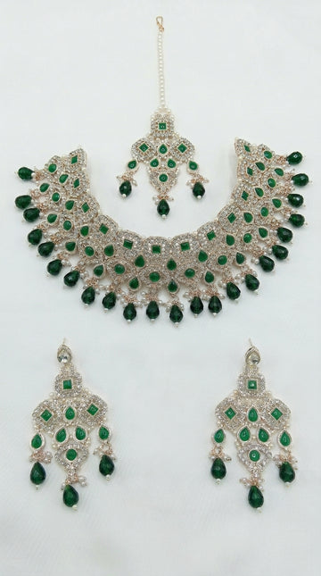 Emerald Pearl Peacock Royale Choker Set