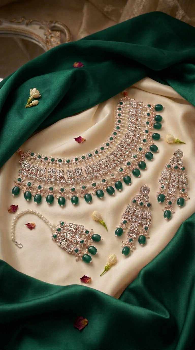 Emerald Pearl Elegance Necklace Set