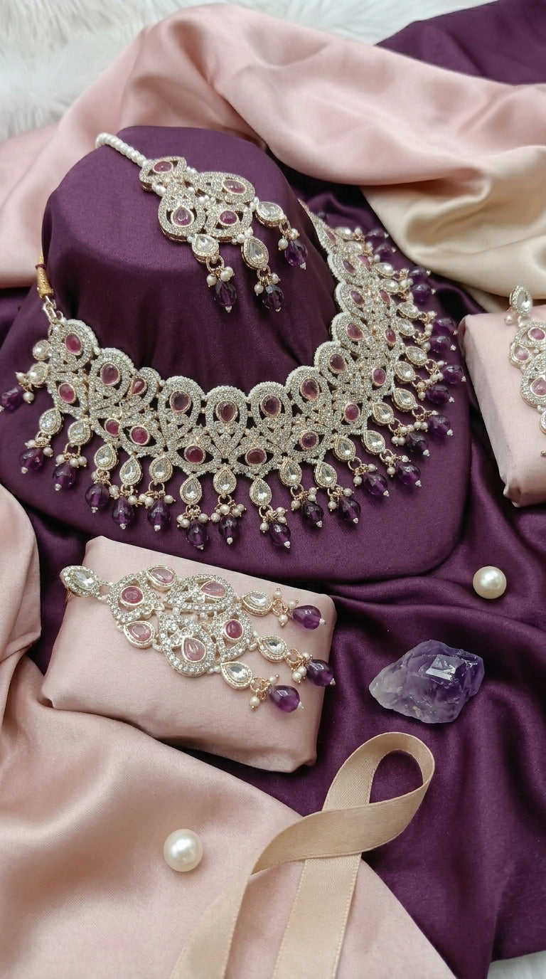 Amethyst Pearl Imperial Choker Set