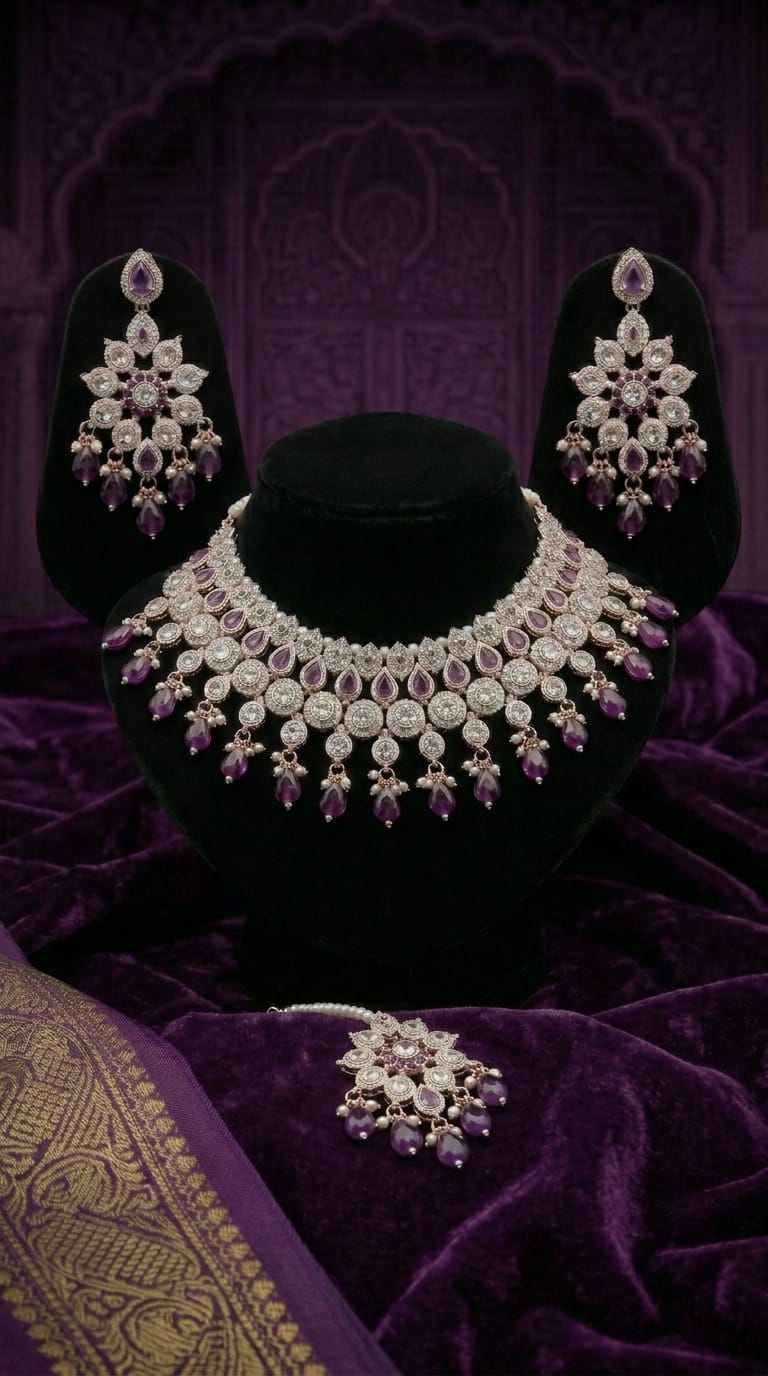 Amethyst Pearl Royale Cascade Choker Set