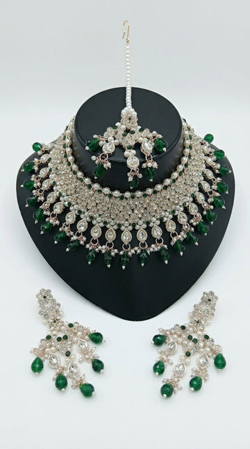 Emerald Pearl Floral Royale Choker Set