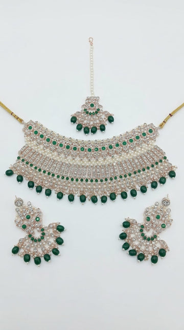 Emerald Pearl Grandeur Choker Set