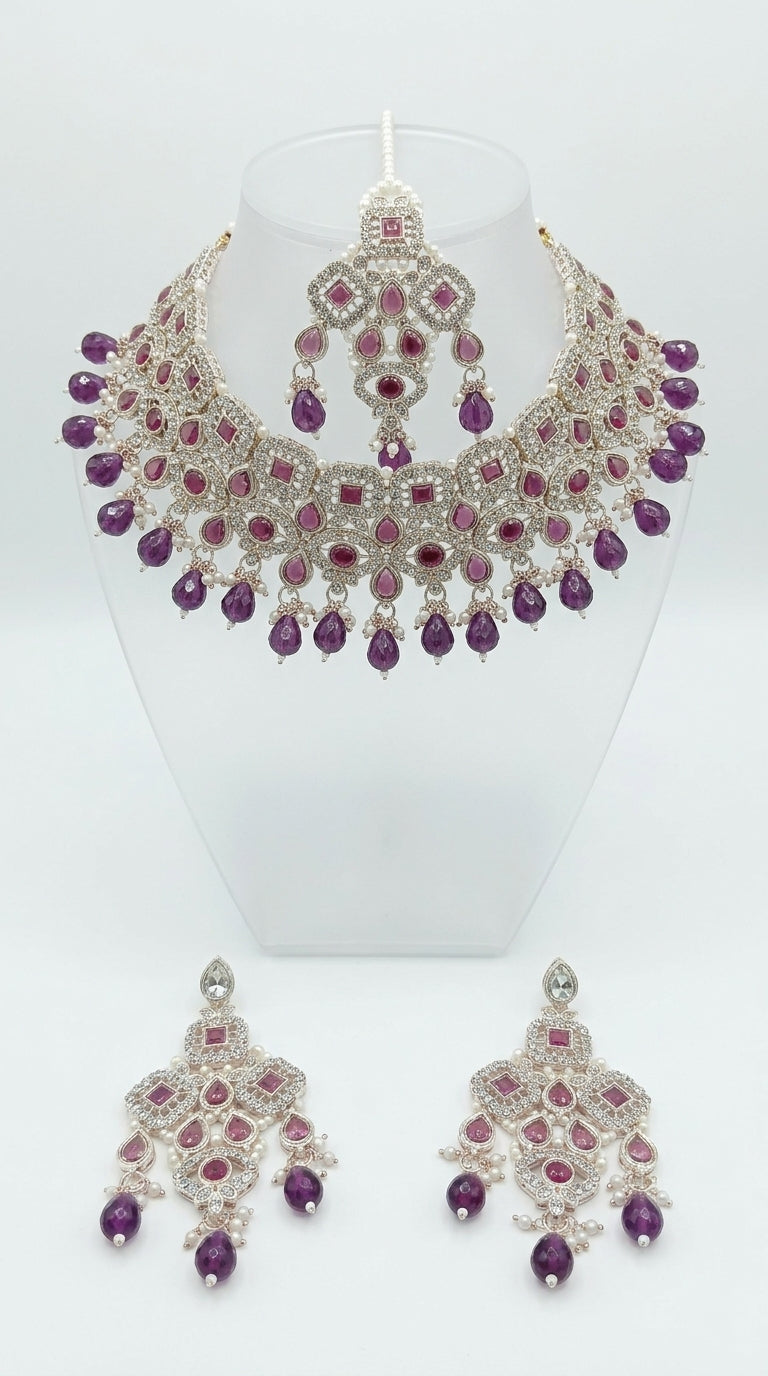 Royal Amethyst Pearl Cascade Set