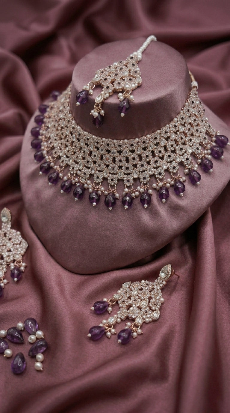 Amethyst Pearl Imperial Choker Set